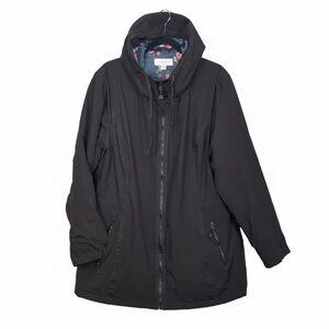 Laundry By Shelli Segal Black Jacket Womens Plus Size 1X Floral Lining Hooded